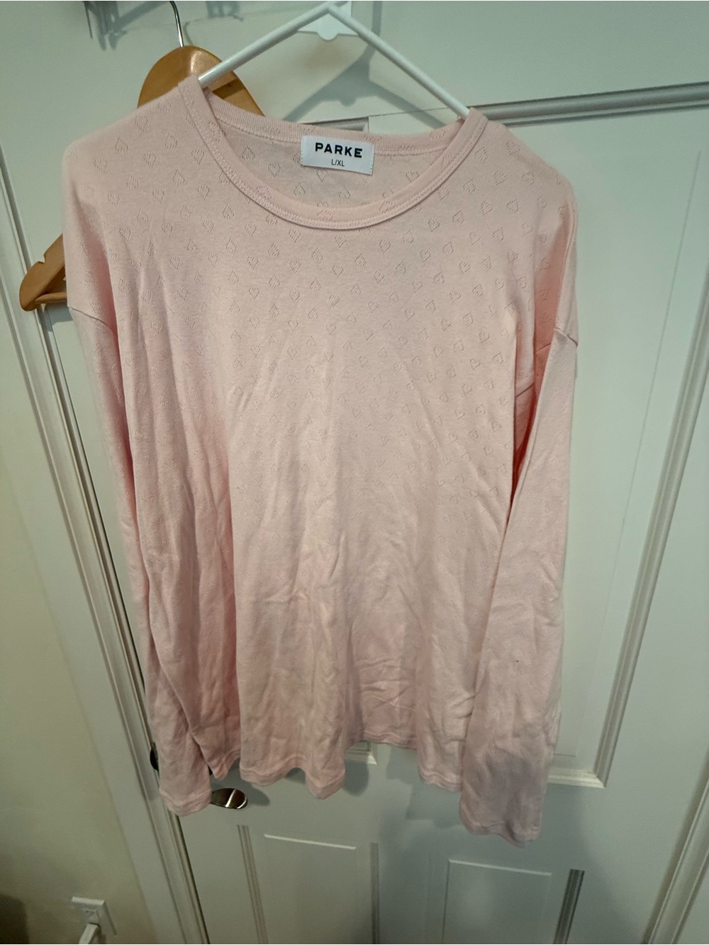 NWOT PARKE Heart Pointelle Long Sleeve 100% Cotton Large/XL